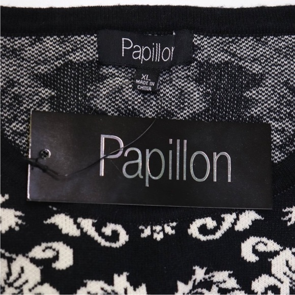 PAPILLON | Sweater Mini Dress 3/4 Sleeves Gray Black XL Style #SD5421 NEW - Picture 7 of 9